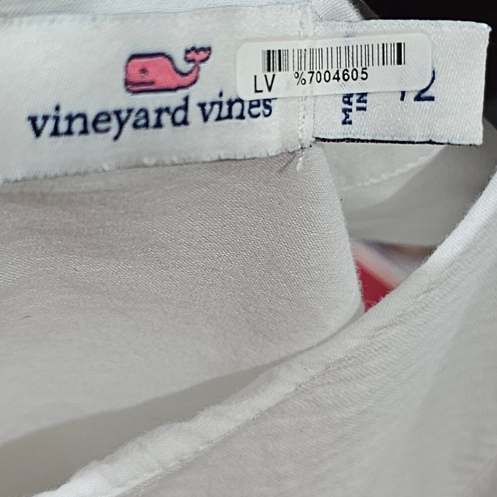 Vineyard Vines Girls White Eyelet Lined Dress Coastal Cottagecore Size 12 - Picture 6 of 8